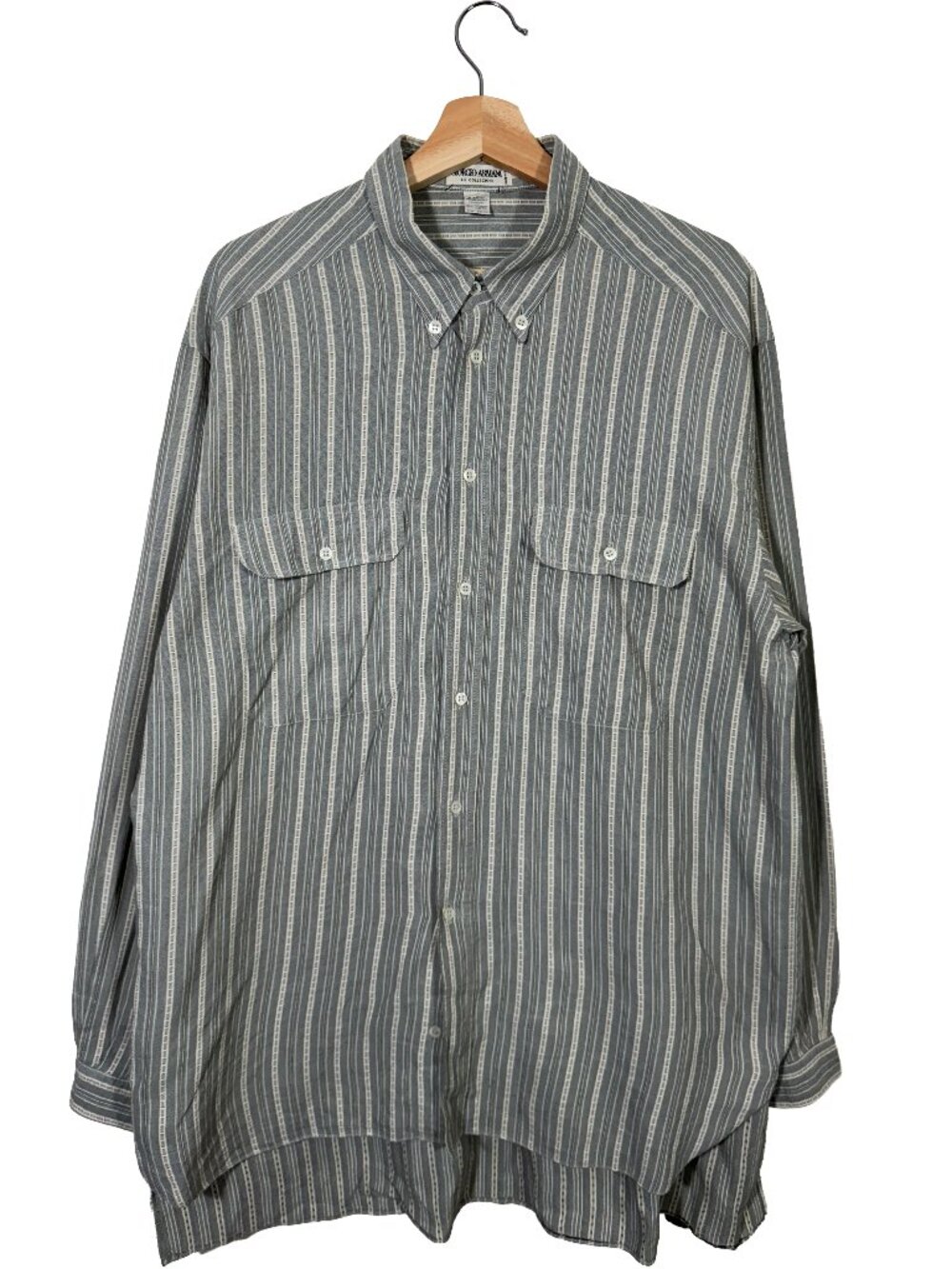 Vintage 90s Giorgio Armani Le Collezioni Striped L/S Shirt men's size Large